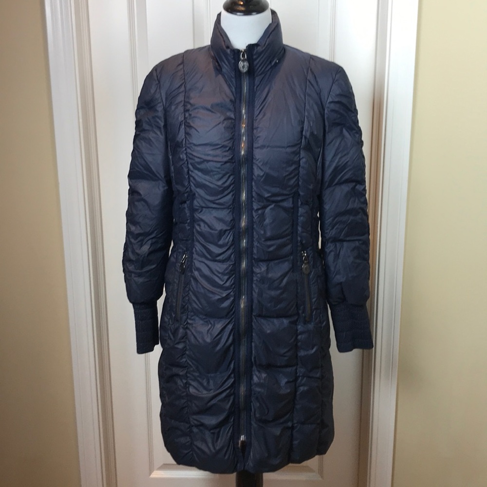 Women’s Navy Quilted Long Puffer Coat